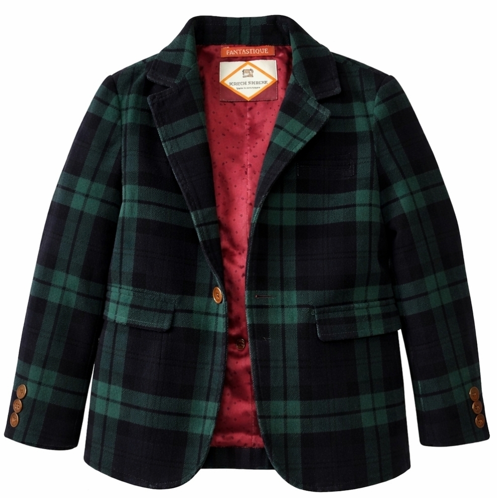 Scotch Shrunk Green Plaid Blazer Fantastique Tartan Jacket Kids boys & soda 4